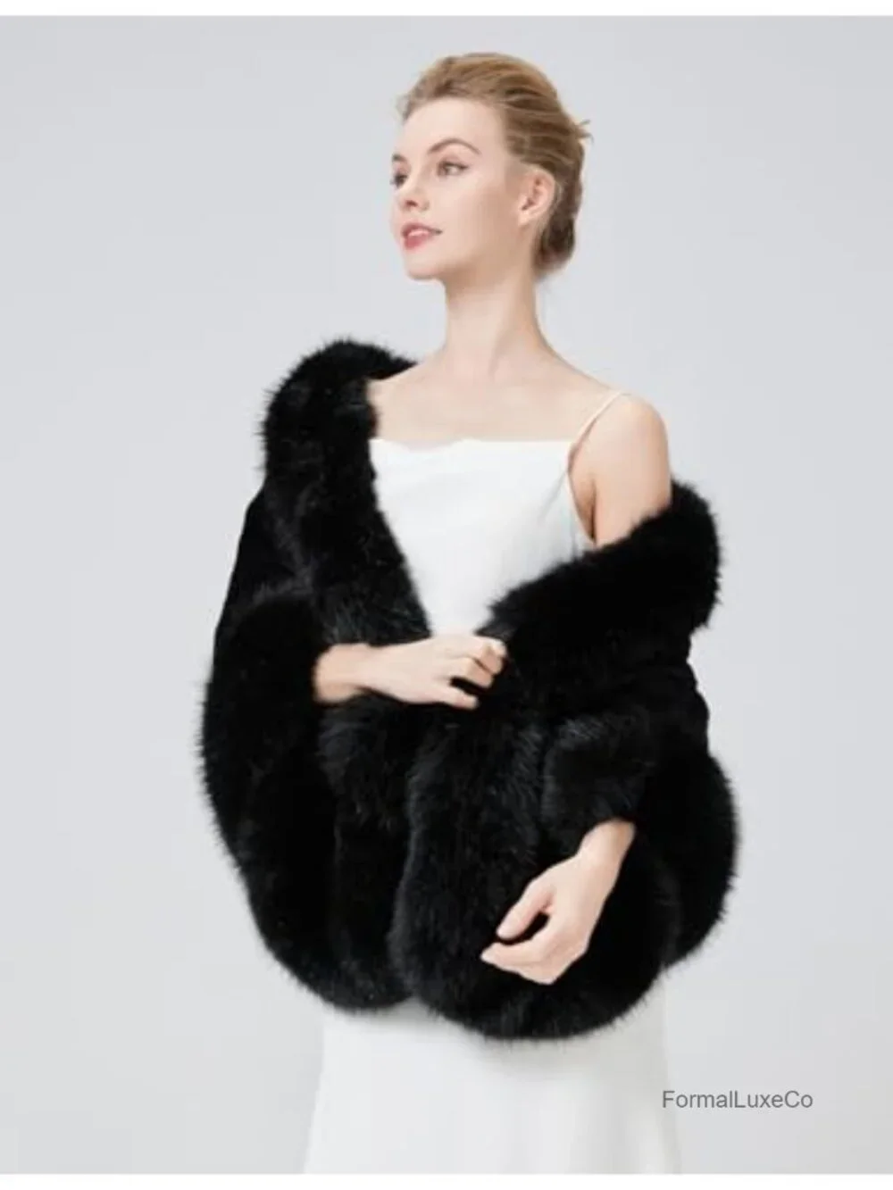 Faux Fur Shawl Wrap Stole for Bridal Wedding Bridesmaid Cape Bridal Shower